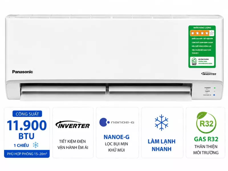 Điều hòa Panasonic Inverter 11900 BTU CU/CS-PU12XKH-8M