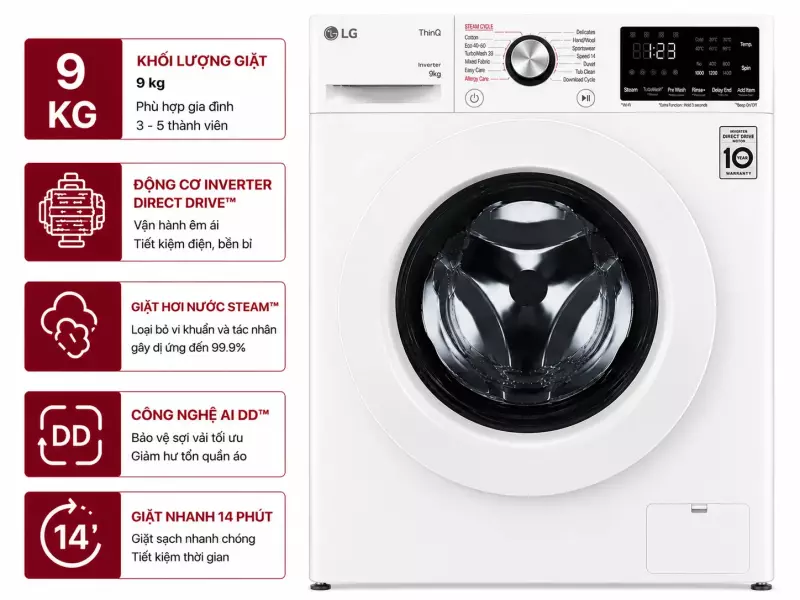 Máy giặt LG Inverter 9 kg FB1209S5W