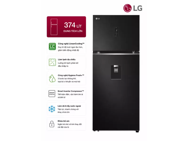 Tủ lạnh LG Inverter 374 lít GN-D372BLA