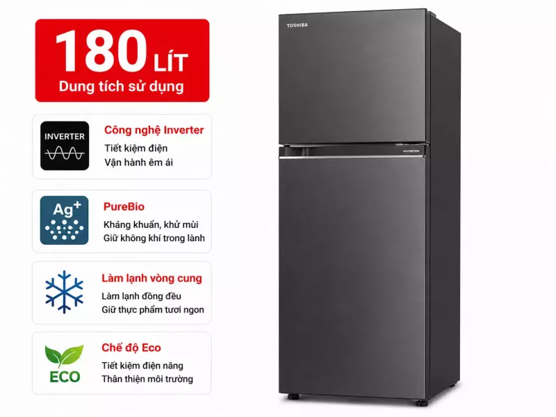 Tủ lạnh Toshiba Inverter 180 lít GR-RT234WE-PMV(52)