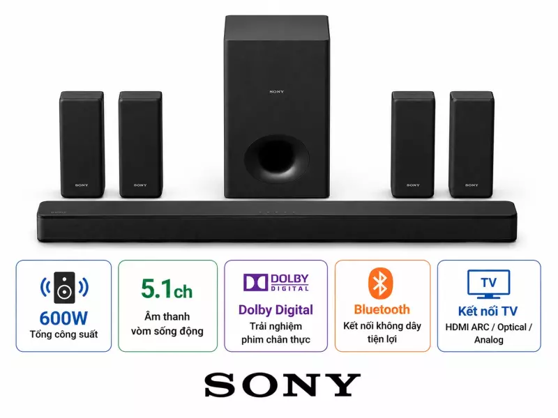 Bộ loa thanh Sony HT-S40R 600W