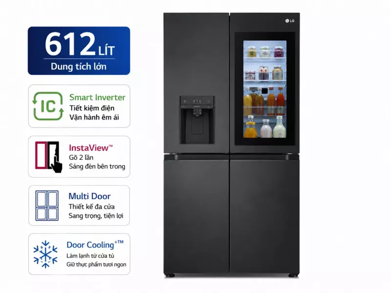 Tủ lạnh LG Inverter 612 lít Multi Door InstaView LFD61BLGAI