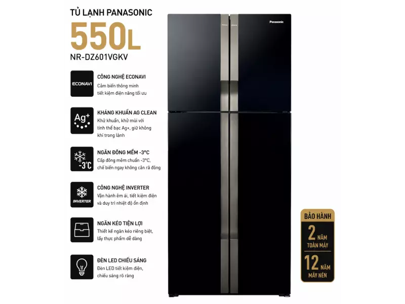 Tủ lạnh Panasonic Inverter 550 lít NR-DZ601VGKV