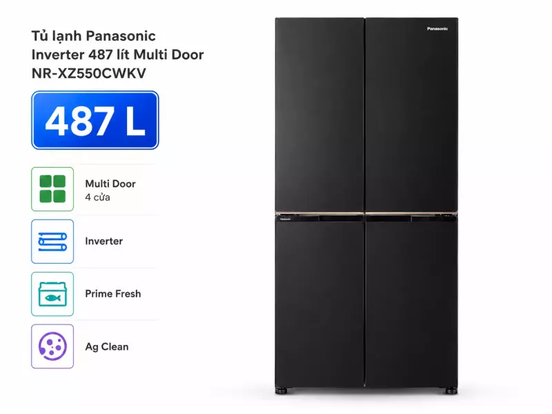 Tủ lạnh Panasonic Inverter 487 lít Multi Door NR-XZ550CWKV