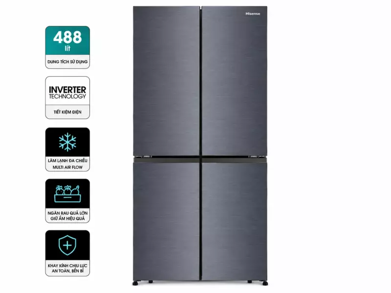 Tủ lạnh Hisense Inverter 488 lít Multi Door RQ630N4EBUI3