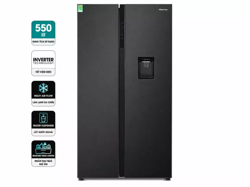 Tủ lạnh Hisense Inverter 550 lít Side By Side RS708N4EBND
