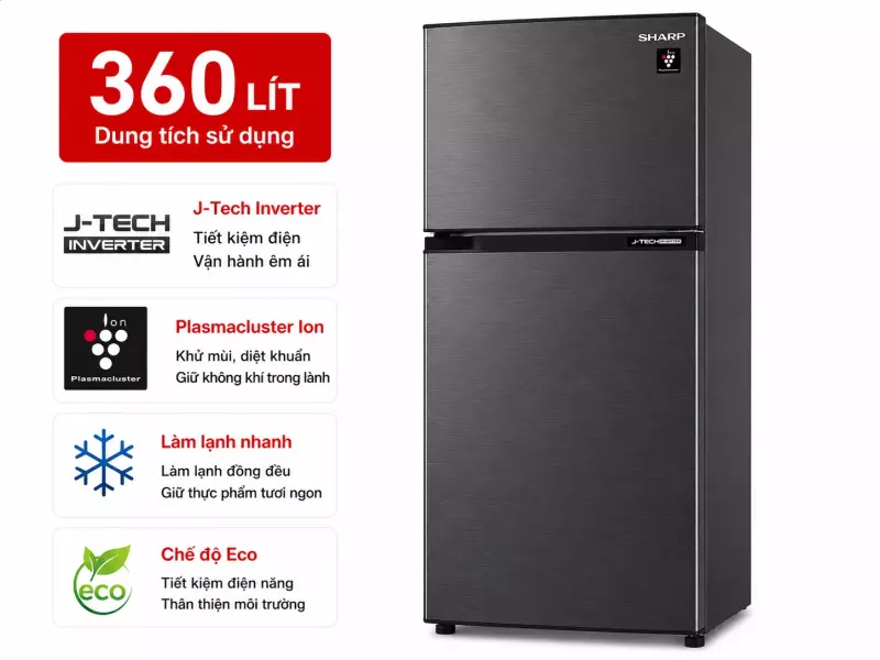 Tủ lạnh Sharp Inverter 360 lít SJ-XP382AE-DS