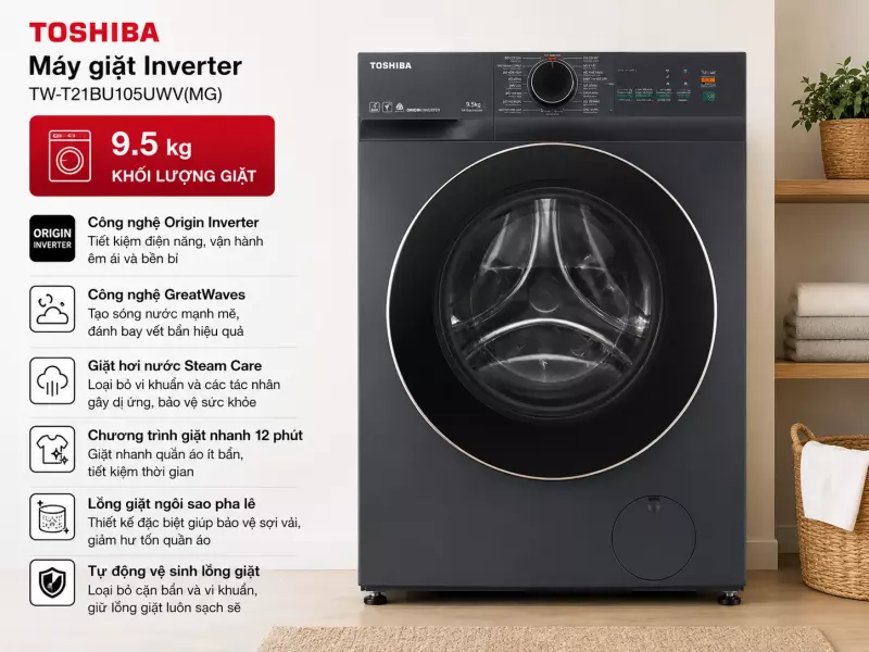 Máy giặt Toshiba Inverter 9.5 kg TW-T21BU105UWV(MG)