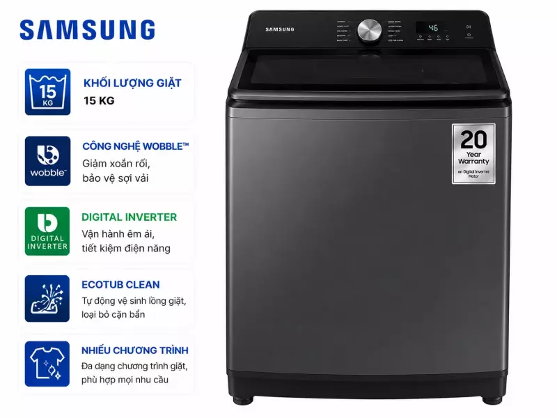 Máy giặt Samsung Inverter 15 kg WA80F15B6BSV