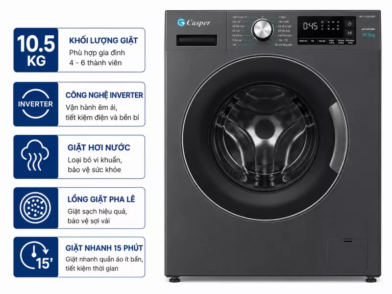 Máy giặt Casper Inverter 10.5 kg WF-D105VGR1