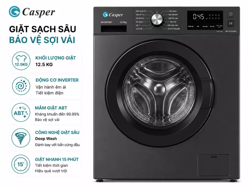 Máy giặt Casper Inverter 12.5 kg WF-D125VGR1