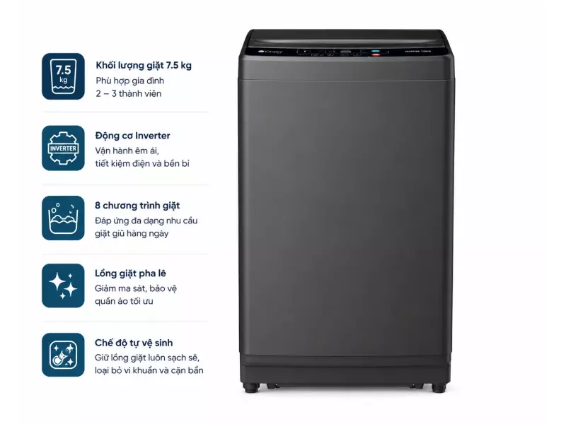 Máy giặt Casper 7.5 kg WT-75NG1