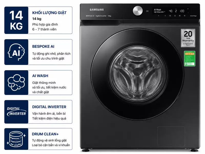 Máy giặt Samsung Bespoke AI Inverter 14 kg WW14BB944DGBSV
